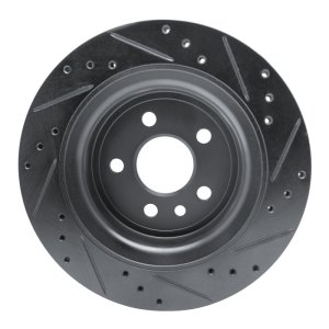 Volvo XC60 Brake Rotor (1) - Rear Left - R1 Concepts - Drilled & Slotted - Black - `10-`17